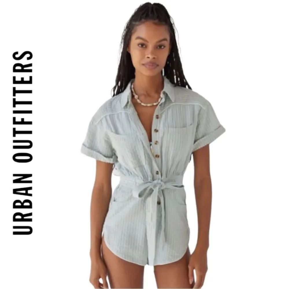 NEW BDG Urban Outfitters UO Devon Linen Tie-Waist Romper S